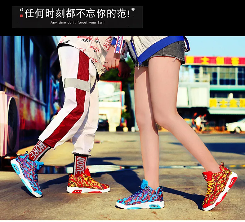 Couple shoes exclusive new unisex sneakers basketball shoes men's casual shoes colorful cloth design high elastic air cushion