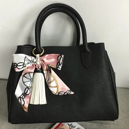 cheap New Elegant Fashion Satin Silk Bowknot PU leather Tassel Keychain Key ring For Women Bag Charms Accessories Llaveros 13colors