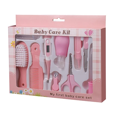 Детский набор для ухода за новорожденными, портативный набор для здоровья младенцев, аппаратный термометр для маникюра, кусачки для ногтей, инструменты для ухода - Цвет: 10pcs pink