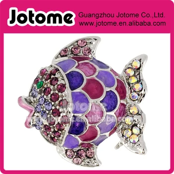 

1 inch Purple Crystal Fish Pin Brooch ,ocean animal enamel rhinestone brooch , beach wedding rhinestone brooch