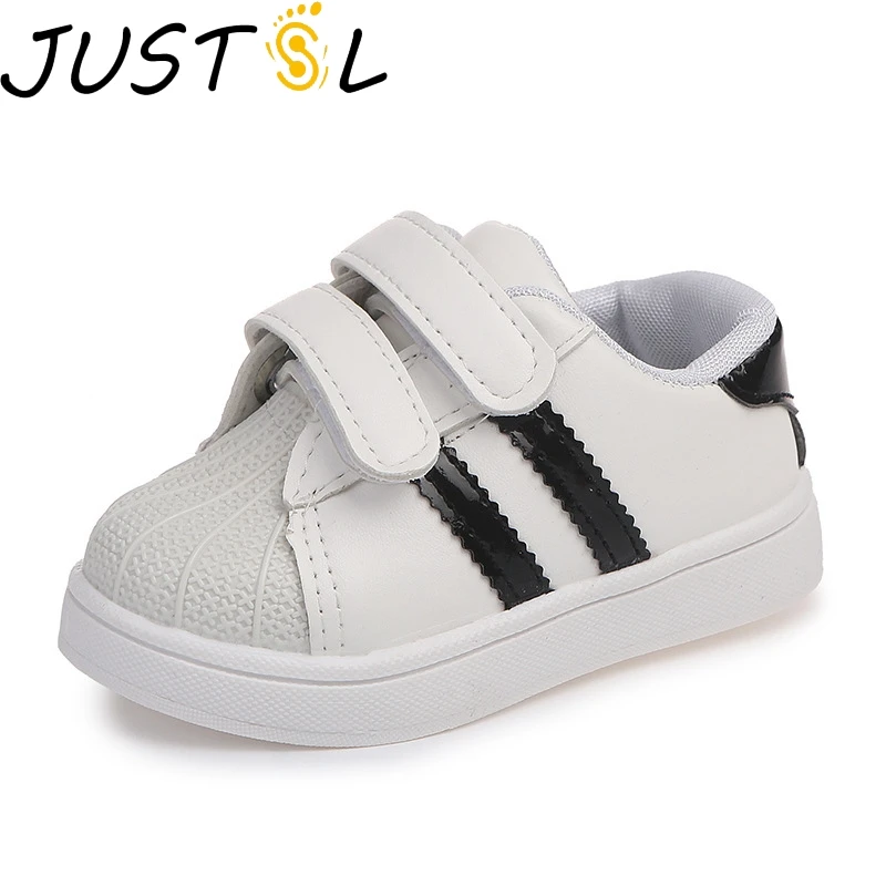JUSTSL 2018 الربيع الصيف الأطفال الأزياء رياضية جديد الفتيان الفتيات sprt أحذية المحار رياضية عارضة حذاء أبيض للأطفال