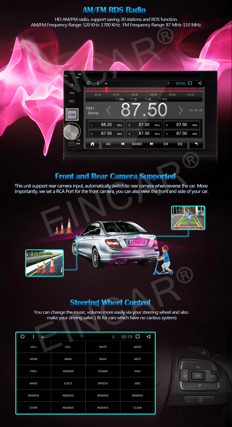 Best 6.2" Android 6.0 Car GPS Navigation Stereo Muti-Media Radio Auto Stereo Bluetooth DVD Player Quad Core for Universal Double 2din 7