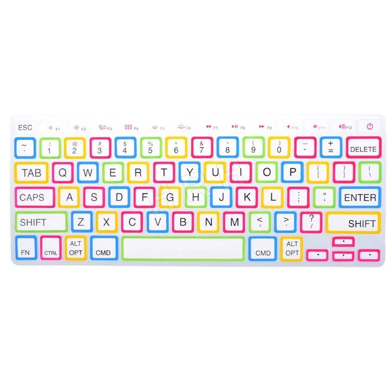 1 наклейка на ПК цветок Радуга Силиконовая Клавиатура США Крышка клавиатуры протектор кожи для Apple Mac Macbook Pro 13 15 17 Air 13 retina 13 - Цвет: White Big Font
