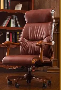 حقيقي الخشب دراسة كرسي. يمكن الاستلقاء رئيسه. الرئيسية مكتب الرئاسة. حقيقية الجلود الترفيه الكمبيوتر. 027