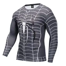 Мужская одежда для фитнеса Топы Хэллоуин костюмы для мужчин человек-паук Против Супермена футболки с 3D-принтом мужские Длинные рукава