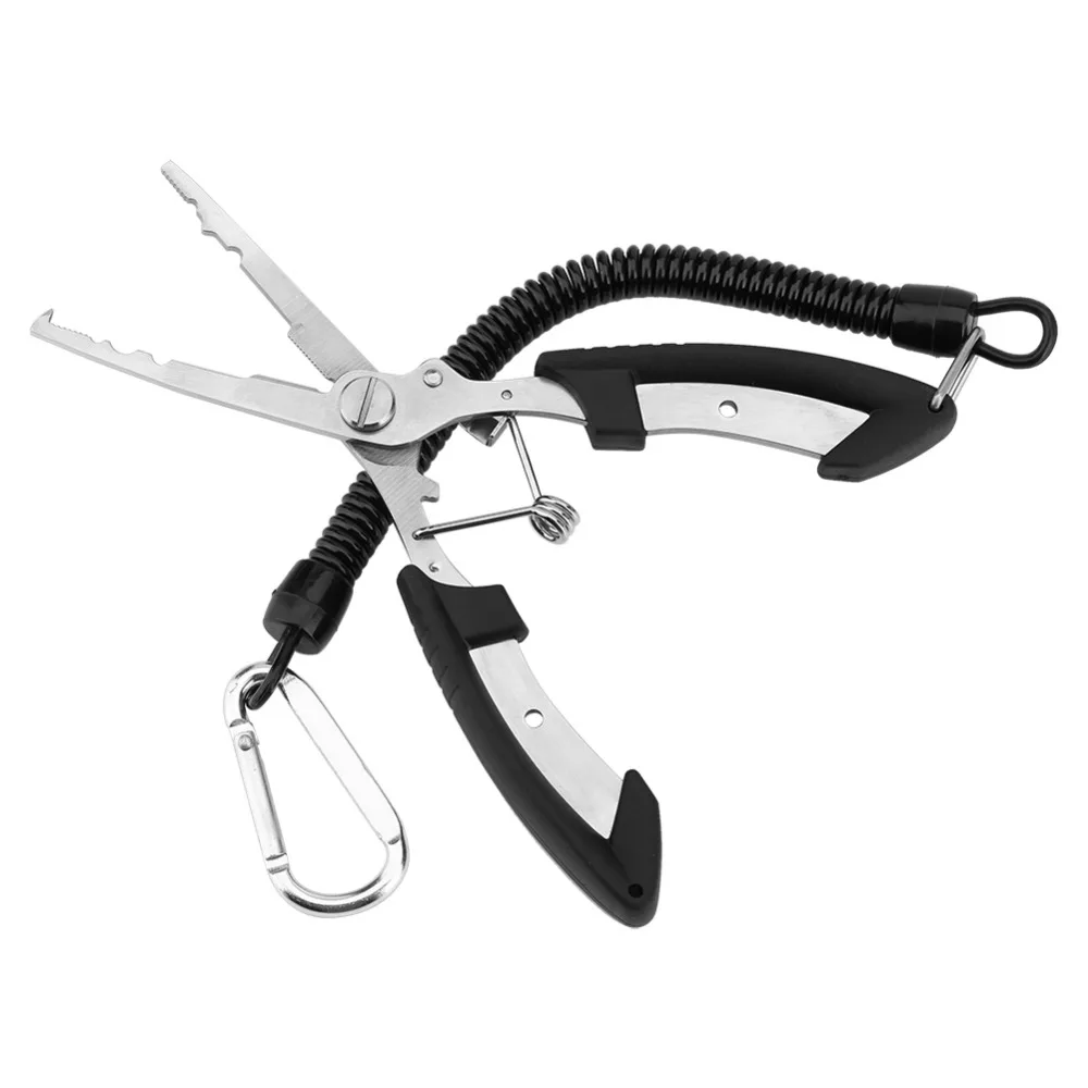 

1 Set Stainless Steel Fishing Scissors Line Cutter Hook Remover Tackle Tool With Lanyard Retention Rope Carabiner