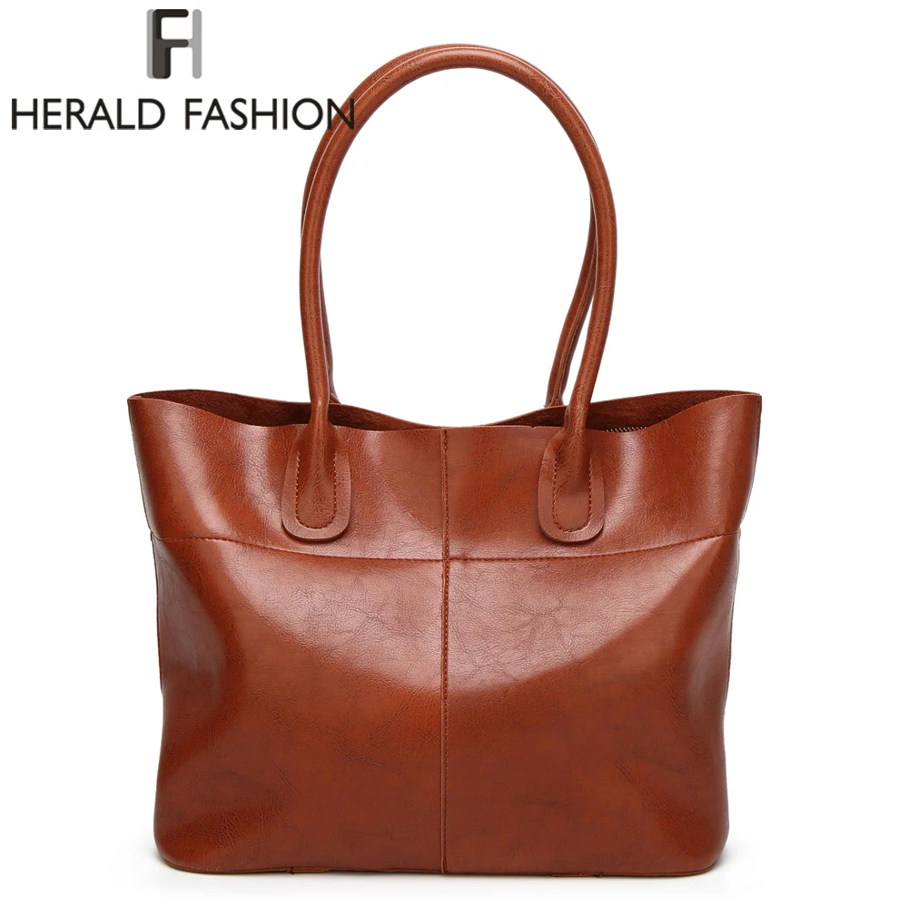 HERALD FASHION High Quality PU Leather Women Tote Bag Fashion Luxury