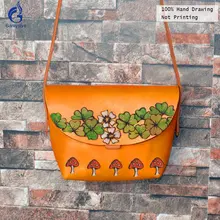 Винтажные сумки-мессенджеры из воловьей кожи с натуральным лицевым покрытием, женские классические сумки через плечо, дизайнерские ручные сумочки с росписью