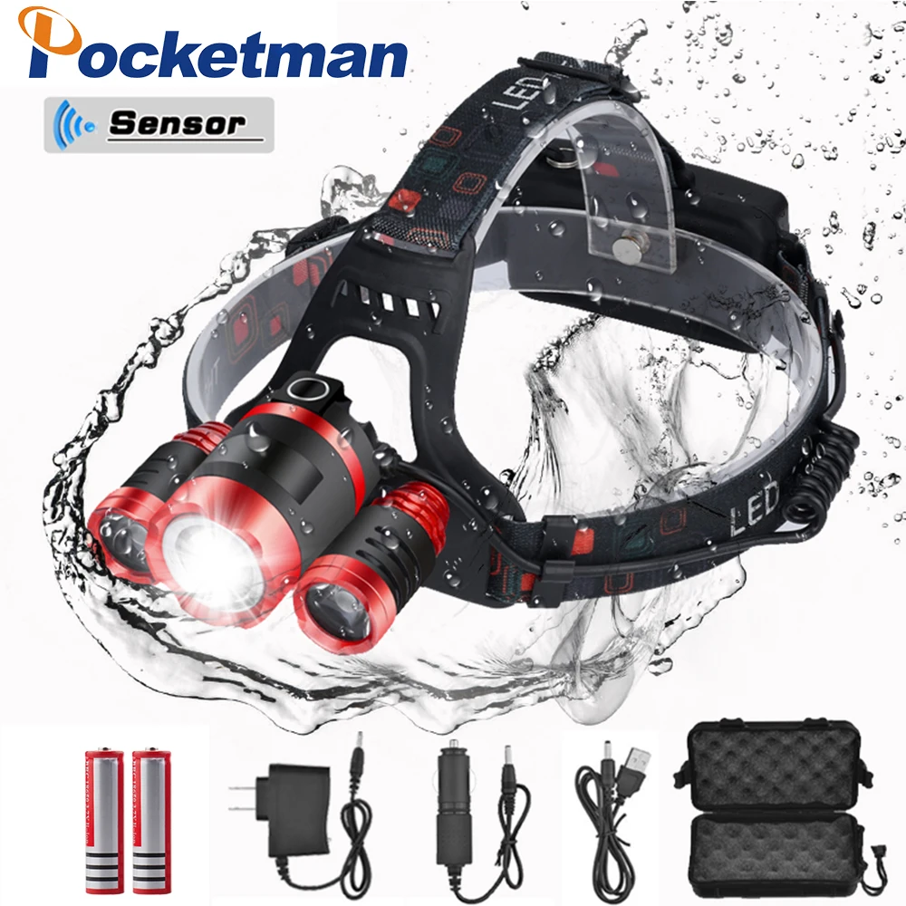 

15000LM sensor headlight LED T6 Headlamp Head Lamp Fishing lighting bicycle Light Flashlight Torch Lantern For Camping light