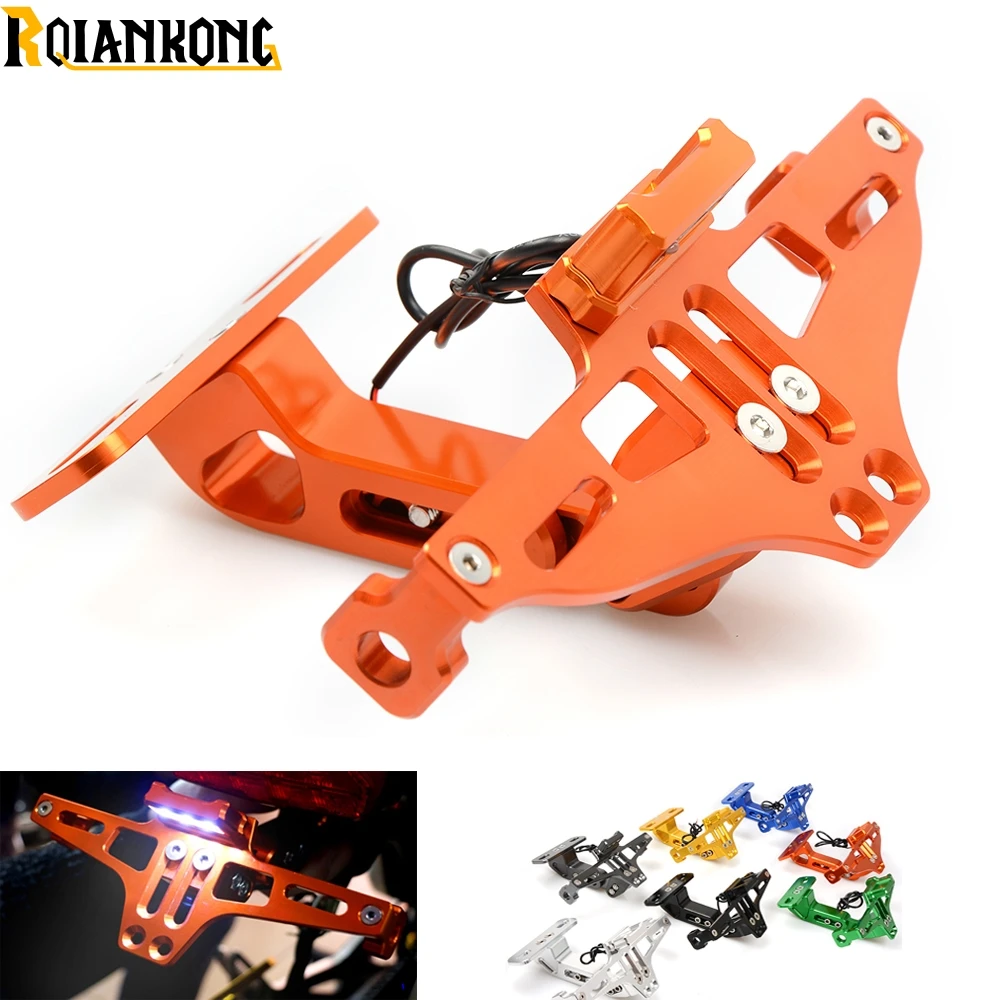 CNC Aluminum Motorcycle Rear License Plate Mount Holder LED Light For 1050 1090 1190 1290 Adventure R RC8 Super T ABS | Автомобили и
