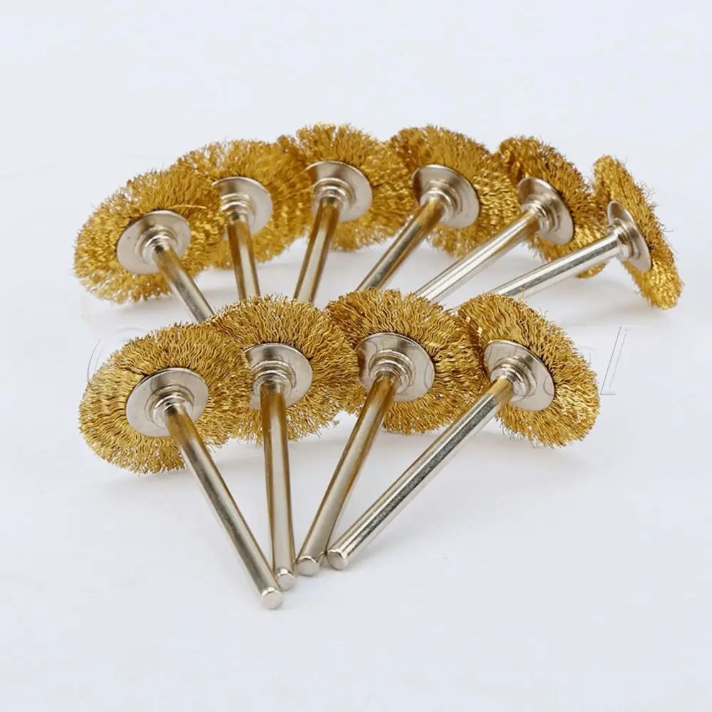 10PCS 3.17mm Steel Copper wire wheel Brushes for Die Grinder Dremel Rotary Tools 22mm Polishing Tool