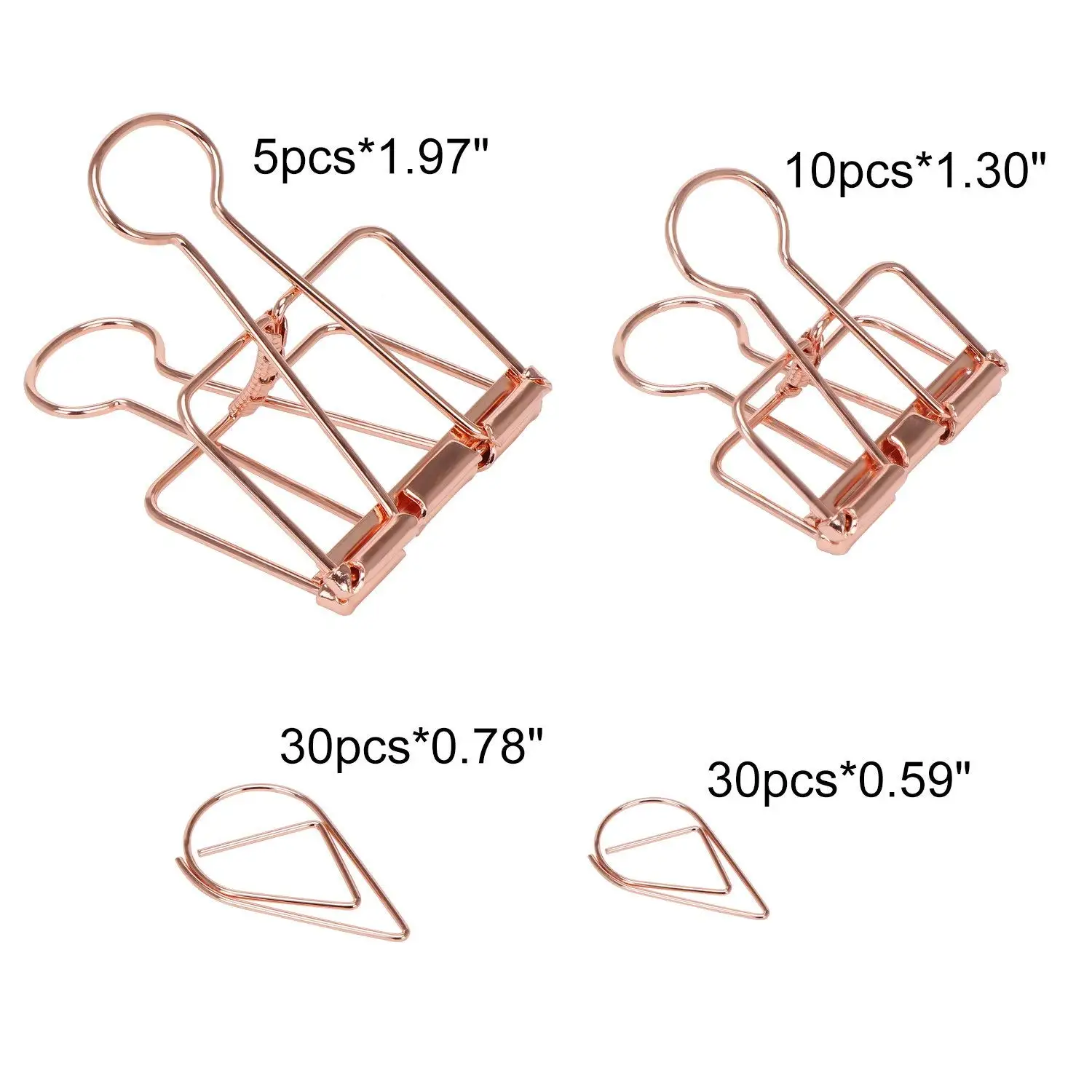 15 шт. зажимы для связывания и 60 шт. бумажные зажимы, разные размеры розовые Золотые зажимы