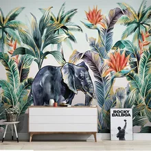 Custom 3d wallpaper mural hand-painted Nordic forest animal tropical plant landscape wall - high-grade waterproof material Custom 3d wallpaper mural hand-painted Nordic forest animal tropical plant landscape wall - high-grade waterproof material