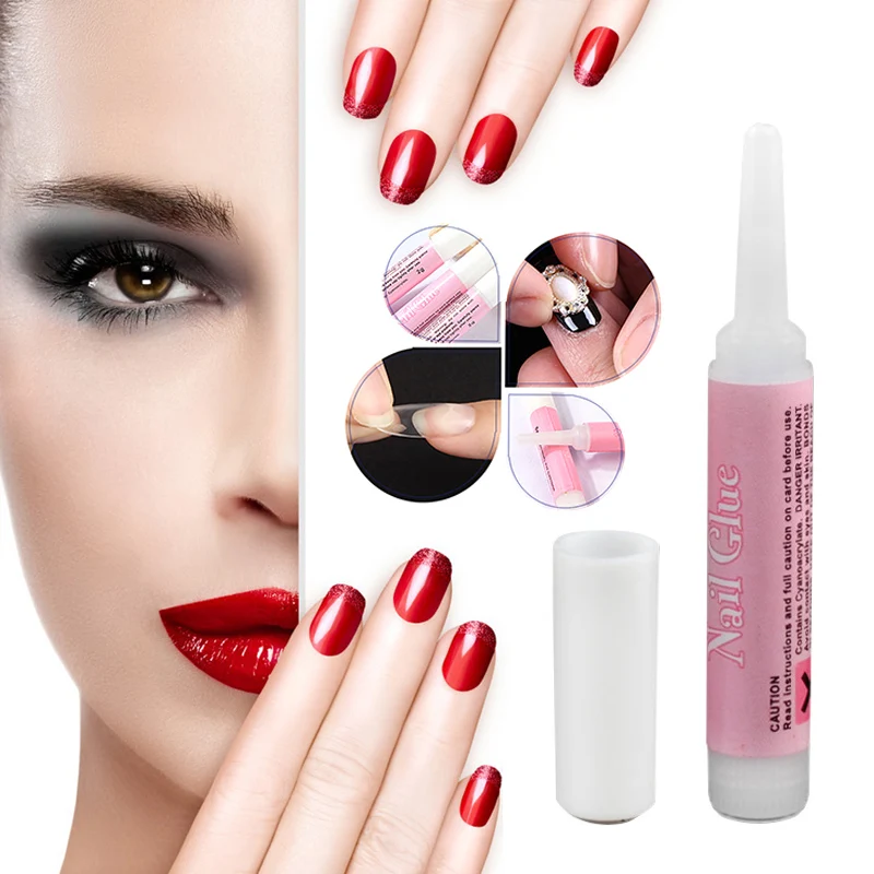 

2019 New Fast Drying Nail Glue for False Nails Glitter Acrylic Decoration with Brush False Nail Tips Design Nail Care Tool TSLM1