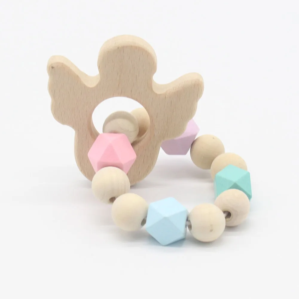 1pc Baby Teething Rings Bracelet Crafts Toddler Toys Training Teethers Safety Wood Beads Rattles Mobiles|Интерактивные игрушки