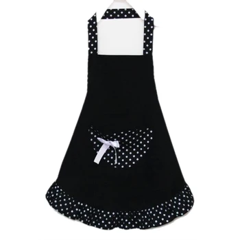 

Bestselling Lovely Cotton Polka Dot Pattern Working Chefs Kitchen Cooking Cook Women's Bib Apron with Bowknots Pockets Design