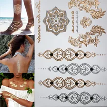 New fashion waterproof tattoo glowing gold tattoos tattoo metal temporary flash henna tattoos Arabic Tatto tattoos