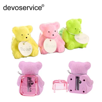 

2018 New Mini Bear Pencil Sharpener And Erasers Candy Color Korean Creative Stationery Environmental Pencil Sharpener Style