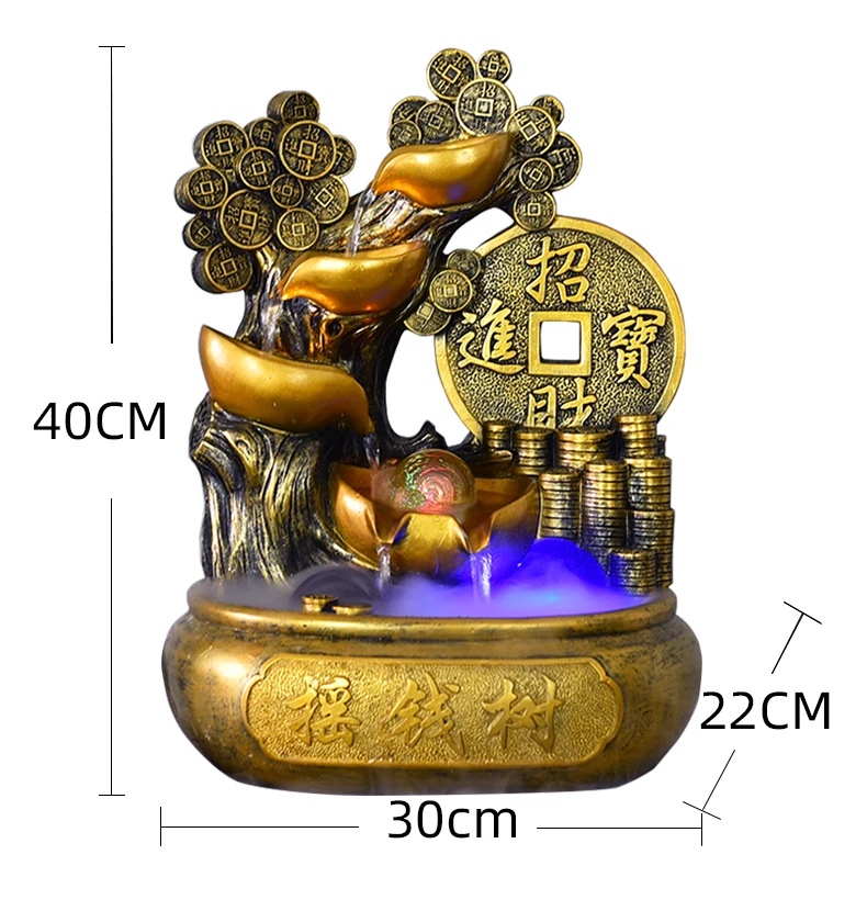 110 V-220 V деньги Дерево фонтан воды натуральный камень смола Feng Shui хрустальный шар Waterscape Настольный бонсай дома Lucky Декор украшением в виде банта - Цвет: B