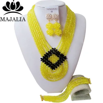 

Majalia Classic Nigeria Wedding African Beads Jewelry Set Yellow Crystal Necklace Bridal Jewelry Sets Free Shipping 6PO041