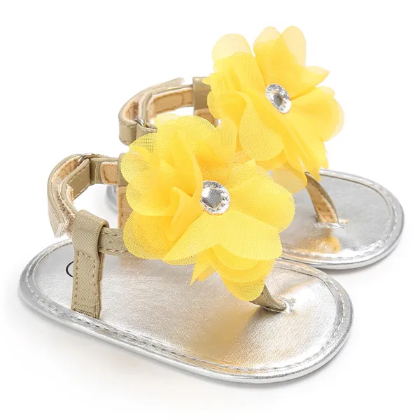 

Beautilful Girl Baby Sandals Leather Big Flower Princess Summer Shoes Soft Bottom Safety Firstwalkers Size 0-18M