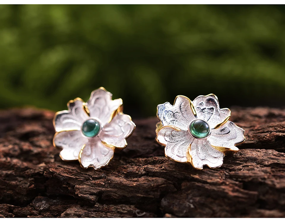 Brincos de Prata Brincos para Mulher Lotus Real Esterlina Natural Pedra Preciosa Original Artesanal Jóias Finas Peônia Flor Parafuso Prisioneiro Fun 925 16 Brincos de tarracha