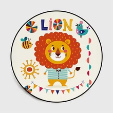 Милый мультфильм Лев круглый ковер дети спальня гостиная коврики для детской площадки Противоскользящий стул придиванный коврик дети коврик в ванную