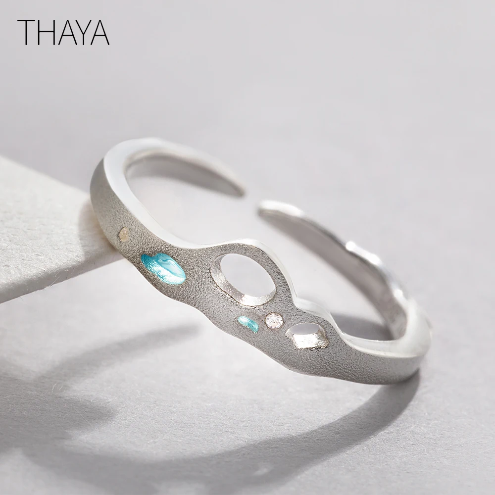 

Thaya Facing The Sea Rings Blue Zirconia Rings 925 Silver Jewelry for Women Lover Wedding Gift