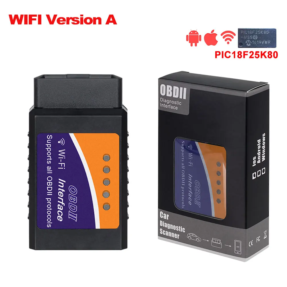 ELM327 V1.5 PIC18F25K80 Chip Dual Board WIFI/BT OBD2 Code Reader ELM327 OBDII Diagnostic Tool for Android/IOS Phone PK ICAR 2 cheap car inspection equipment Code Readers & Scanning Tools