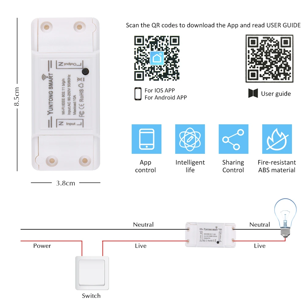 Wi-Fi Smart Switch Беспроводной удаленного Управление электрические для бытовых Приспособления Поддержка голос Управление для Android/IOS Портативный