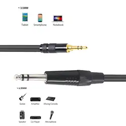 3,5 мм 1/8 штекер 6,35 мм 1/4 мужской разъем TRS стерео аудио папа-папа наушники ПВХ геймпад сетевой шнур AUX кабель для ПК 3FT 5FT 6FT