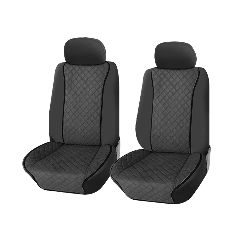 2 шт. универсальный чехол для автомобильных сидений из искусственной замши, защита для автомобильных сидений, чехлы для автомобильных сидений, брендовая подушка для сидений, oto koltuk kilifi - Color Name: Black