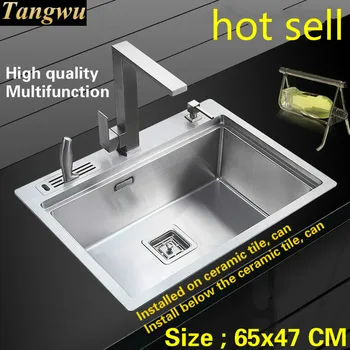 Price Tangwu Apartment Food Grade 304 Stainless Steel Kitchen Sink Large Single Slot 4 Mm Thickening Handmade 65x47 CM