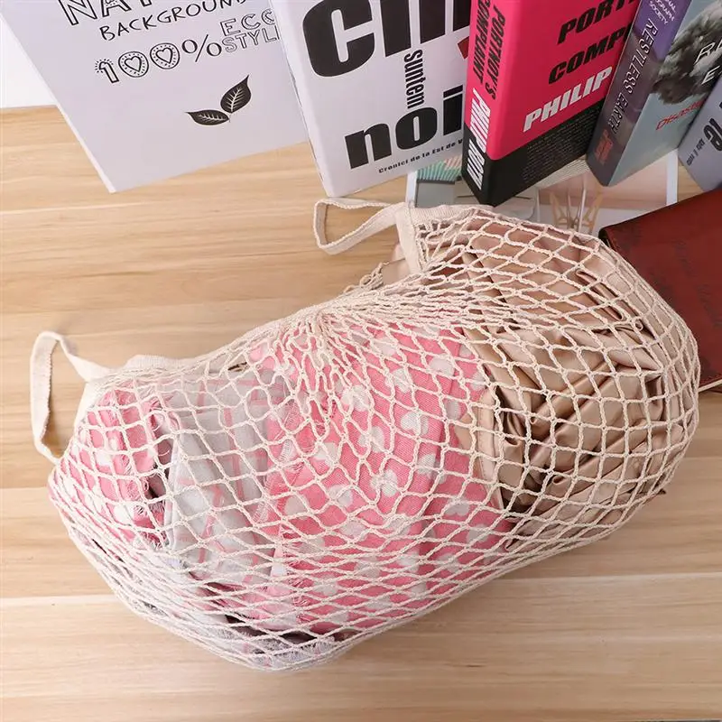 Lightweight Cotton Net Bag String Knit Practical Simple Portable Shopping Net Bag Storage Handbag For Shopping Outdoor