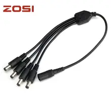 ZOSI DC Power Splitter 4 Way Power Splitter Cable 1 Male to 2 Dual Female Cord for CCTV Camera 5.5mm / 2.1mm