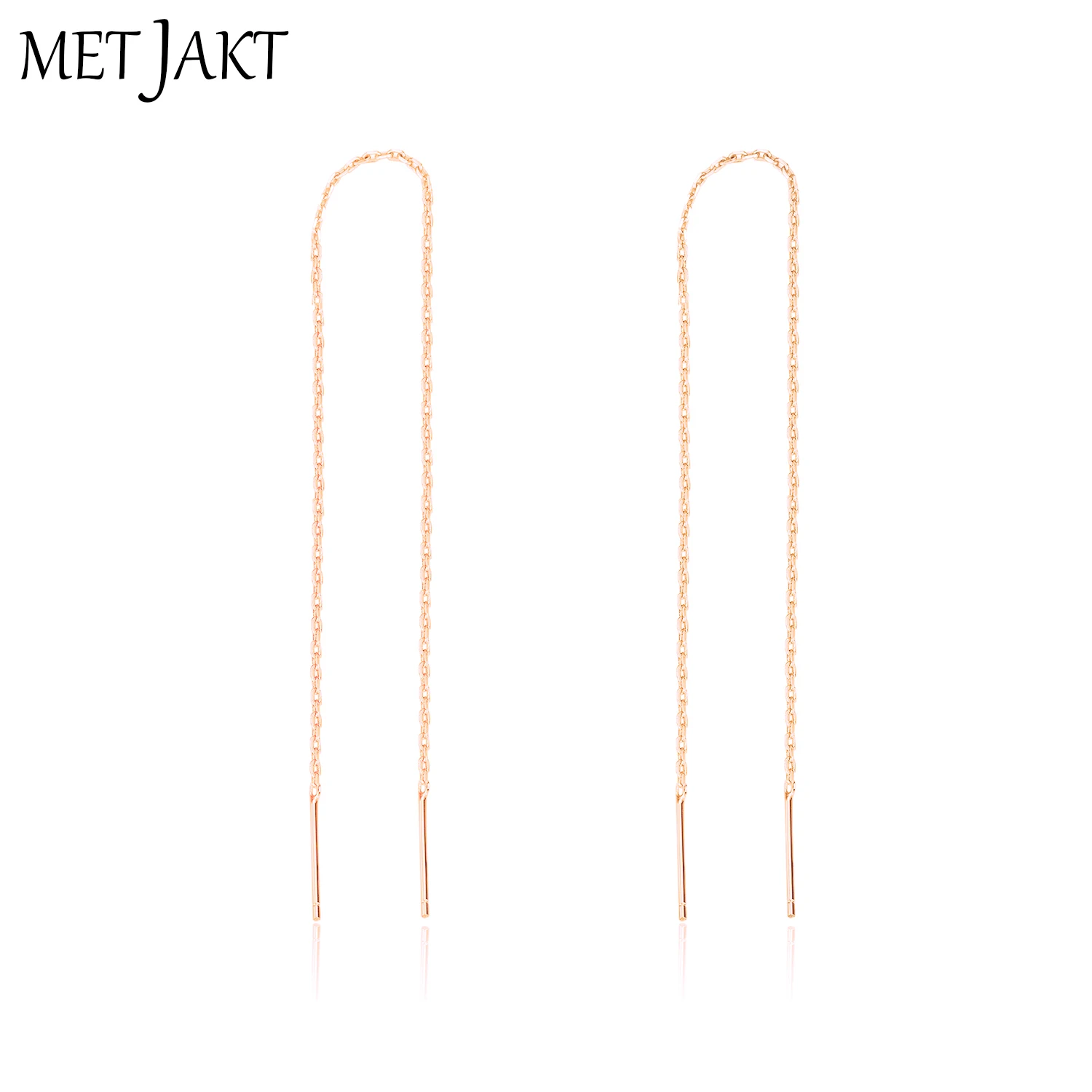 

MetJakt Trendy 14k Rose Gold Color Earrings Solid 925 Sterling Silver Ear Line Earring for Women's Fashion Jewelry