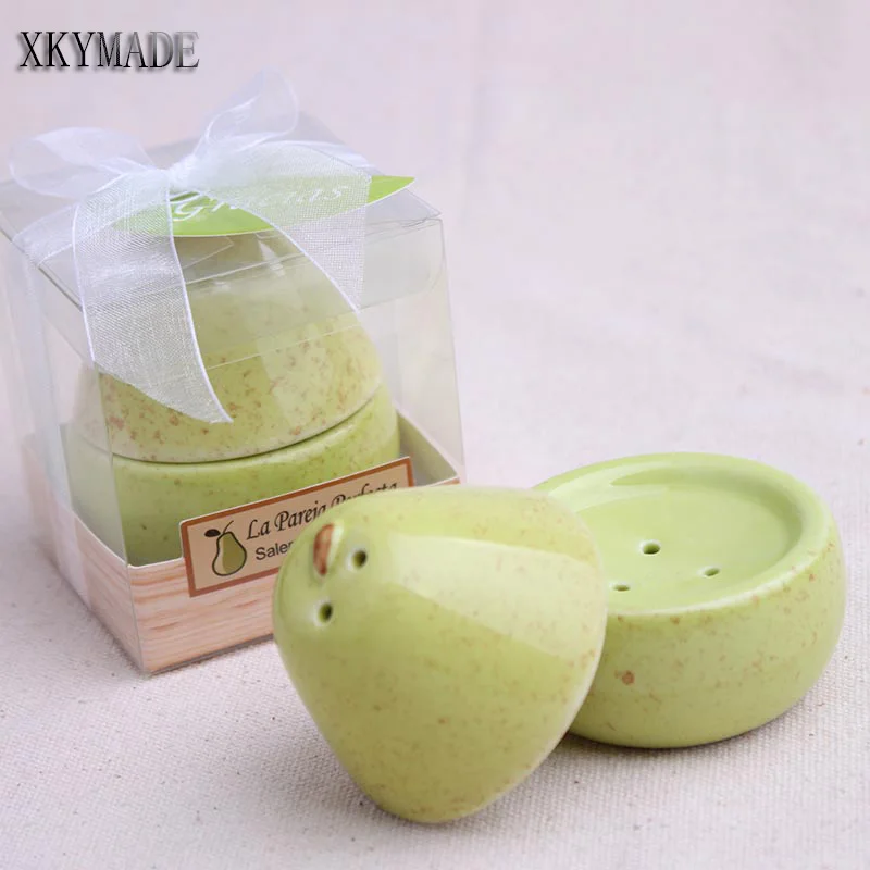 Pair Pear Ceramic Salt & Pepper Shaker Bridal Shower Wedding Favor 100 Set High Qualityfavors
