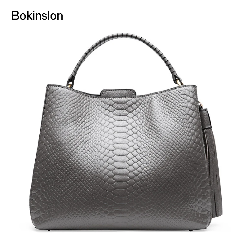 

Bokinslon Handbag Woman Bags Solid Color Split Leather Women Big Bags Large Capacity Practical Female Crossbody Bags