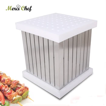 

ITOP BBQ Kebab Skewers Machine Kebab Maker Cut Meat Tools Easy BBQ Skewers Kebab Maker Box 64 Holes Brochette Slicer