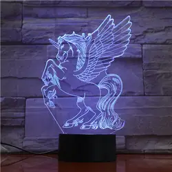 7 видов цветов Единорог 3D светодиодный лампы светодиодный ночник светодиодный s USB дети света в качестве украшения для дома Рождество и