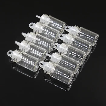 

10pcs/lot 1ML Tiny Small Transparent Mini Glass Wishing Bottle Drifting Bottles Vials With Plastic Nail Tools