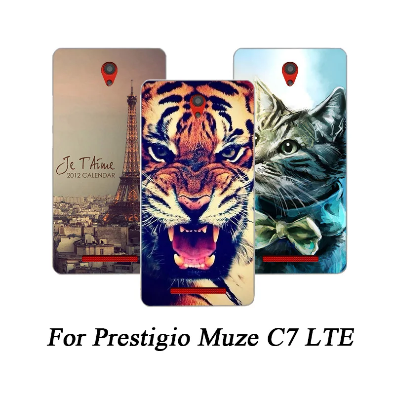 Мягкий ТПУ чехол для телефона Prestigio Muze C7 lte чехлы с рисунком волка прозрачные Lte