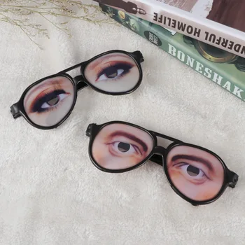 

2pcs Halloween Trick Toy Male Female Funny Eyes Glasses Prank Disguise Eyeglass Party Props (Random Style)