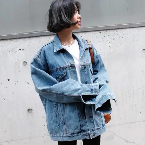 Демисезонные джинсовые куртки для женщин с длинным рукавом|jeans jacket women|jacket womenjeans
