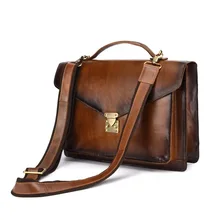 Мужская кожаная сумка через плечо, винтажная натуральная кожа, сумка через плечо для мужчин, 14 дюймов, портфель для ноутбука