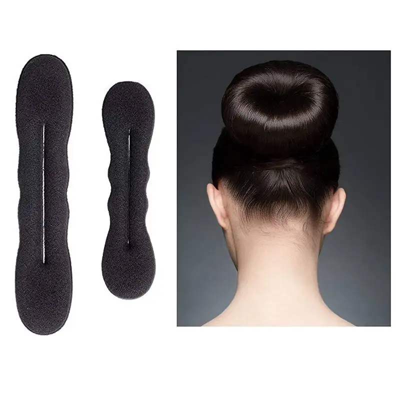 Заколка для пучка волос(2 маленькие, 2 большие) Губка из пены резинка для прически пучок Аксессуары для волос(черный