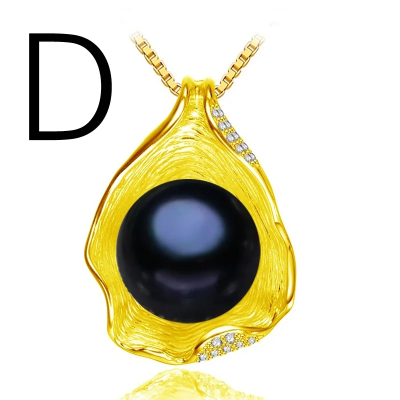 Ювелирные изделия из жемчуга FENASY, ожерелье из настоящего натурального жемчуга, черное Золотое колье с жемчугом и кулоном для женщин, новинка, ожерелье в виде ракушки, модная коробка - Цвет камня: Серый