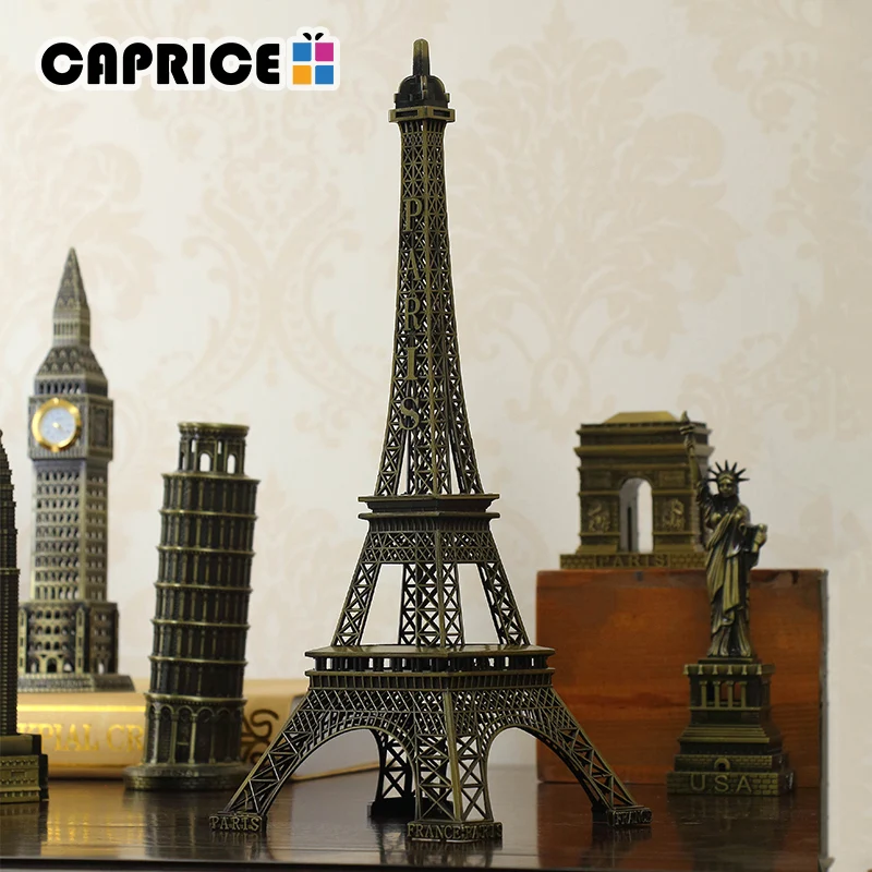 

Mini Pairs Tower European Classical Old Architecture Home Decoration Desktop Ornament Vintage Building WJBJ-AFETT Size L