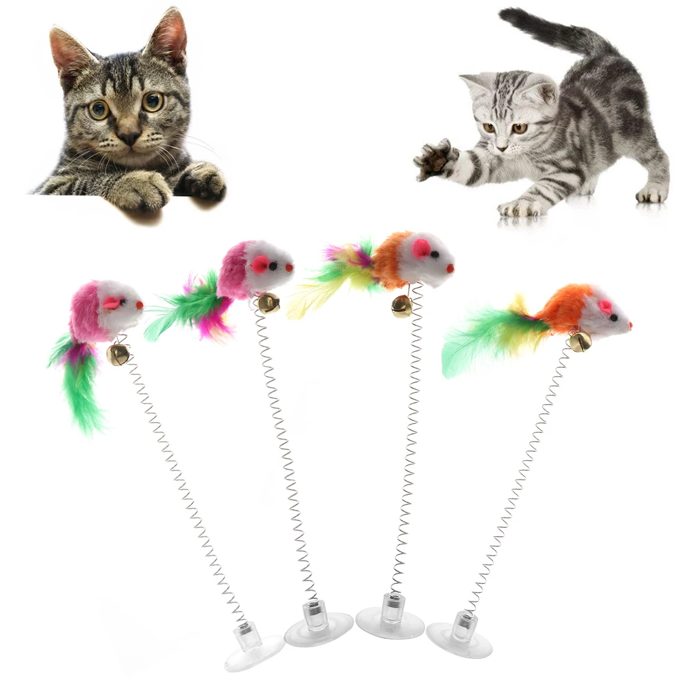 1/2PCS Creative Funny Pet Cat Dog Toys Feather False Mouse Bottom