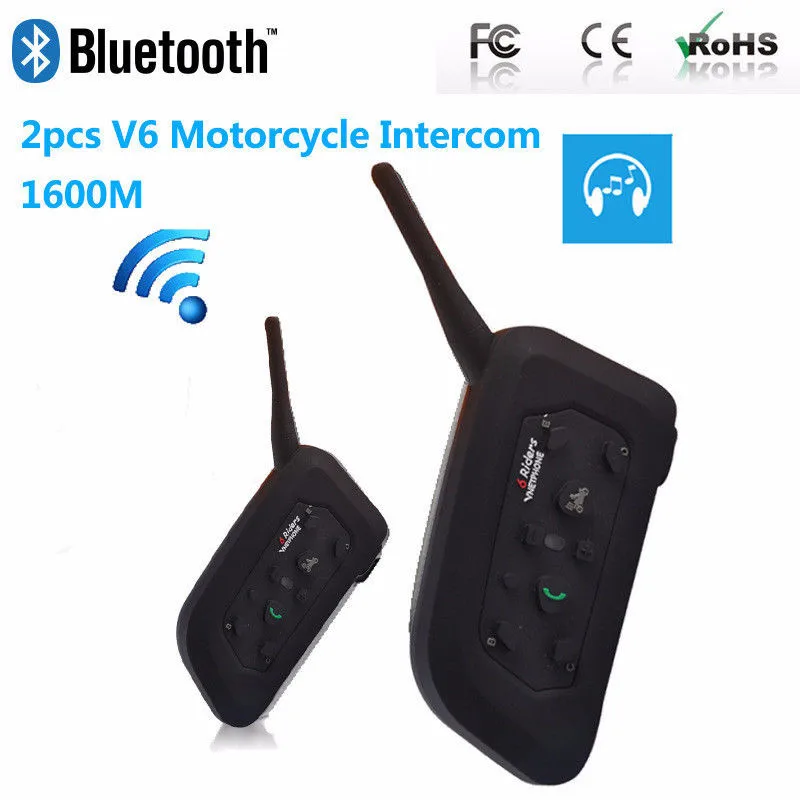 2 шт. мотоциклетный Bluetooth шлем мульти гарнитуры интерком для 6 всадников BT
